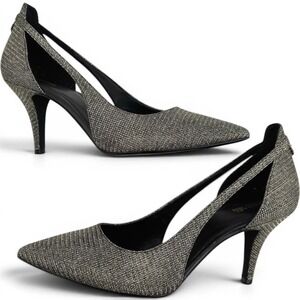 New Michael Kors Nora Heels Glitter Black Metallic D'Orsay Pumps Maximalist 9.5
